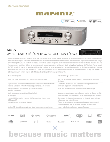 Product information | Marantz NR1200 Silver Amplificateur HiFi Product fiche | Fixfr