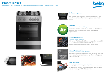 Product information | Beko FSG62110DSCS Cuisinière gaz Manuel utilisateur | Fixfr