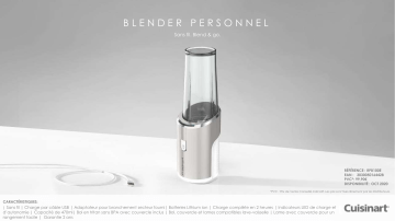 Product information | Cuisinart individuel sans fil RPB100E Blender Product fiche | Fixfr