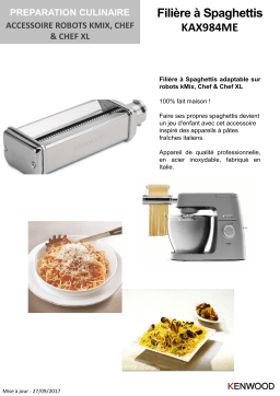 Kenwood KAX984ME Filière Spaghettis Laminoir Product fiche