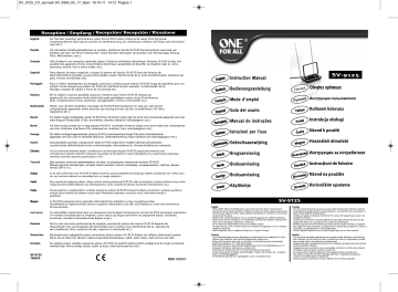 SV-9125 | SV9305 Noire | Owner's manual | One For All SV9125 Noire Antenne intérieure Manuel utilisateur | Fixfr