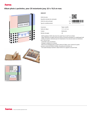 Product information | Hama Photo Cool 28 pages 8.9 x10.8 Album photo Product fiche | Fixfr