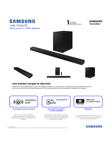 Product information | Samsung HW-T420 Barre de son Product fiche | Fixfr