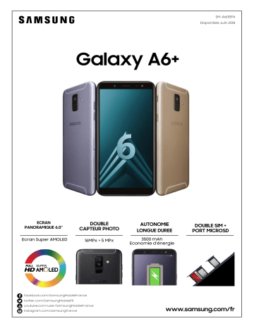 Product information | Samsung Galaxy A6+ Noir Smartphone Product fiche | Fixfr