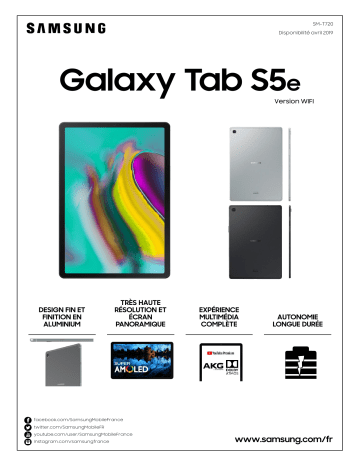 Product information | Samsung Galaxy Tab S5e wifi 128Go Argent Tablette Android Product fiche | Fixfr