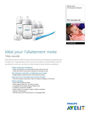 Product information | Philips Avent SCD301/01 Kit naissance Product fiche | Fixfr