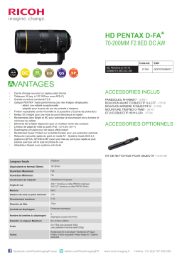 Pentax D FA 70-200 f/2.8ED DC AW Objectif Product fiche