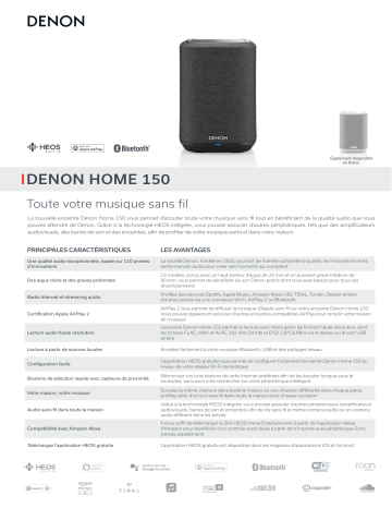 Product information | Denon Home 150 White Enceinte sans fil Product fiche | Fixfr