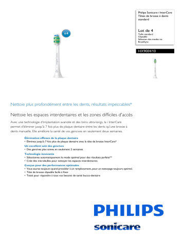 Product information | Philips Sonicare - HX9004/10 Brossette dentaire Product fiche | Fixfr