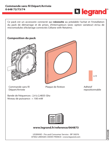 Manuel du propriétaire | Legrand Répéteur Céliane Interrupteur connecté Owner's Manual | Fixfr