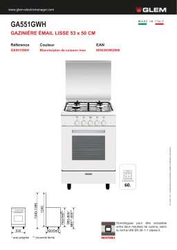 Glem GA551GWH Cuisinière gaz Product fiche