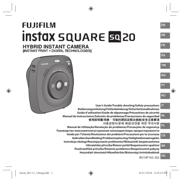 Instax Square SQ20 Noir | Owner's manual | Fujifilm Instax Square SQ20 Beige Appareil photo Instantané Manuel du propriétaire | Fixfr