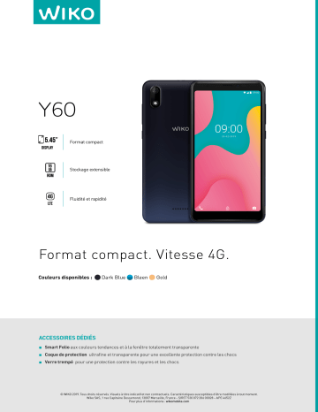 Product information | Wiko Y60 Bleu Smartphone Product fiche | Fixfr