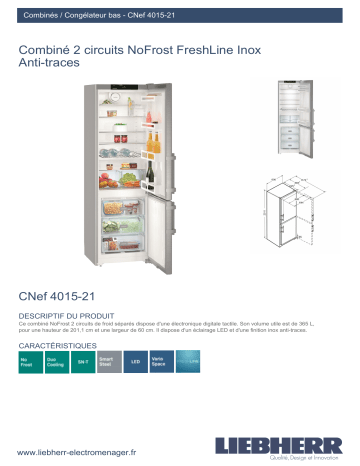 Product information | Liebherr CNef4015-21 Réfrigérateur combiné Product fiche | Fixfr