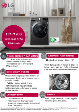 LG F71P12BS Lave linge hublot Product fiche