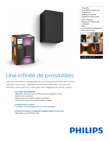 Product information | Philips HW&CA RESONATE Applique carré 2x8W Noir Luminaire Product fiche | Fixfr