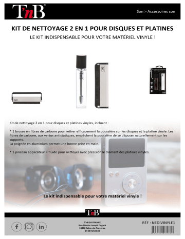 Product information | TNB 2 en 1 pour disques et platines vinyles Kit de nettoyage Product fiche | Fixfr