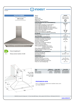 Indesit IHPC 9.5 LM X Hotte décorative murale Product fiche