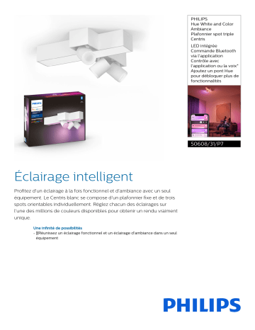 Product information | Philips Centris Hue 3L cross Ceiling White Plafonnier Product fiche | Fixfr