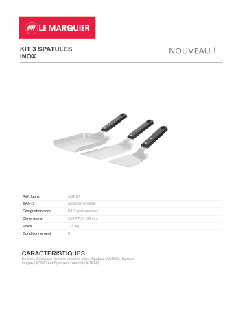 Product information | Le Marquier Kit 3 spatules inox Kit ustensiles Product fiche | Fixfr