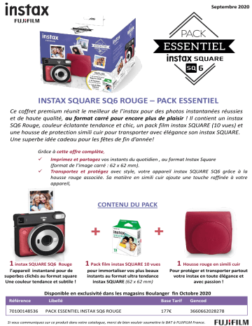 Product information | Fujifilm Pack Instax SQ6 Ruby Red Appareil photo Instantané Product fiche | Fixfr