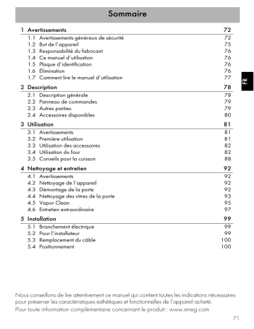Manuel du propriétaire | Smeg SFR9300X Four encastrable Owner's Manual | Fixfr