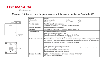 Manuel du propriétaire | Thomson Cardio Mass Pèse personne Owner's Manual | Fixfr