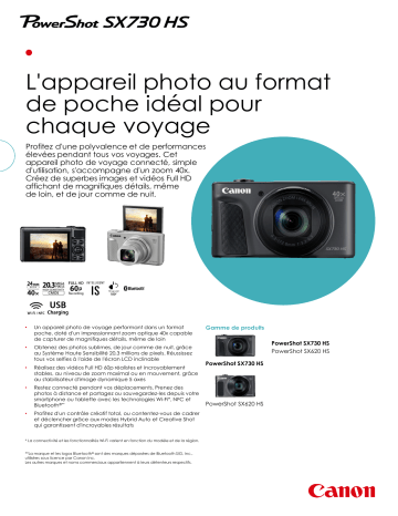 Product information | Canon Powershot SX730 HS Argent Appareil photo Compact Product fiche | Fixfr