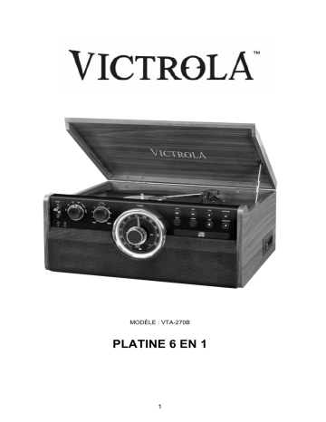 Manuel du propriétaire | Victrola VTA-270B Platine vinyle Owner's Manual | Fixfr