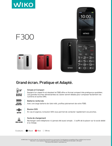 Product information | Wiko F300 Rouge Téléphone portable Product fiche | Fixfr