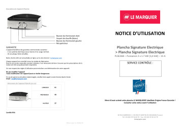 Manuel du propriétaire | Le Marquier Signature Electrica 260 Inox Plancha électrique Owner's Manual | Fixfr