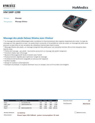 Product information | Homedics SMP 1200 Masseur pieds Product fiche | Fixfr