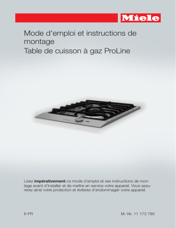 Manuel du propriétaire | Miele CS 1012-2 G Domino gaz Owner's Manual | Fixfr