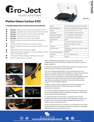 Product information | Pro-Ject Debut Carbon EVO Satin Noir Platine vinyle Product fiche | Fixfr