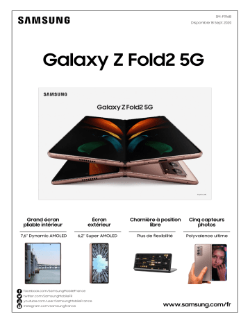 Product information | Samsung Galaxy Z Fold2 5G Noir Smartphone Product fiche | Fixfr