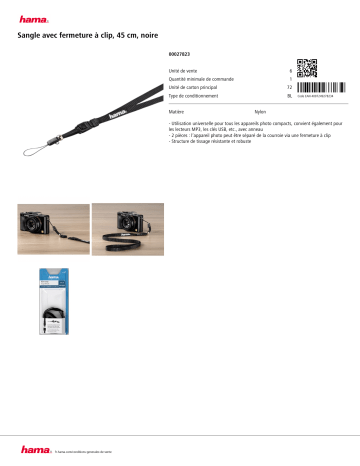 Product information | Hama Quick Shoot 45cm Noire Courroie Product fiche | Fixfr