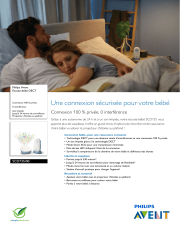 Product information | Philips Avent SCD735/00 Babyphone Product fiche | Fixfr