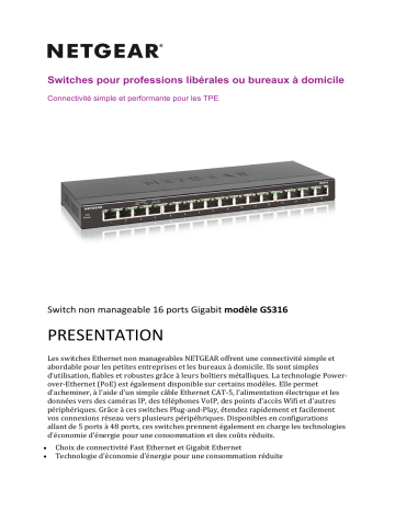 Product information | Netgear GS316 Metal 16 Ports GE S Product fiche | Fixfr