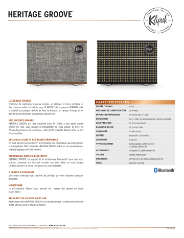 Product information | Klipsch Groove II Noir Mat Enceinte Bluetooth Product fiche | Fixfr