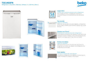 Product information | Beko TSE1403FN Réfrigérateur top Product fiche | Fixfr