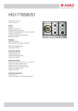 Asko HG1776SB Table gaz Product fiche