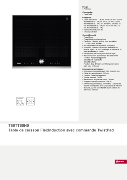 Neff T66TT60N0 N70 Table induction Product fiche
