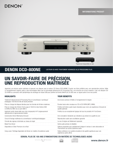 Product information | Denon DCD800 - Argent Platine CD Product fiche | Fixfr