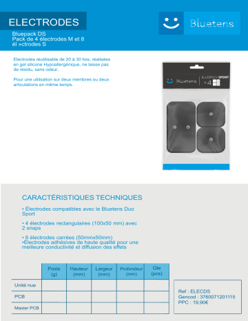 Manuel du propriétaire | Bluetens Electrodes pour Duo Sport Electrode Owner's Manual | Fixfr
