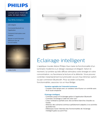 Product information | Philips HWA ADORE Applique miroir sdb 20W Lampe Product fiche | Fixfr