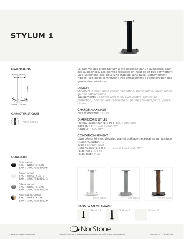 Product information | Norstone STYLUM 1 Noir satinX2 Pied d'enceinte Product fiche | Fixfr