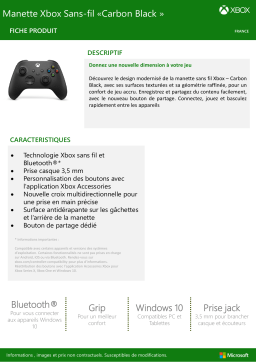 Microsoft ss Fil V2 Carbon Black Manette Product fiche