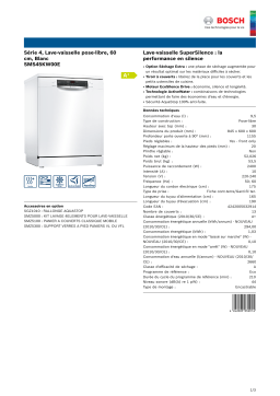 Bosch SMS45KW00E SERIE 4 Lave vaisselle 60 cm Product fiche