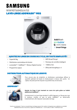 Samsung WW90T684DLH AUTODOSE Lave linge hublot Product fiche