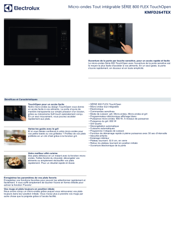 Product information | Electrolux KMFD264TEX Micro ondes encastrable Product fiche | Fixfr